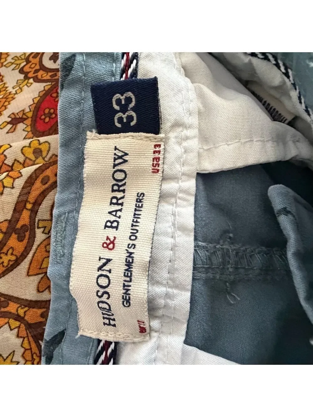 Hudson & Barrow NYC Men’s Chino Shorts Blue Whale Print 33
